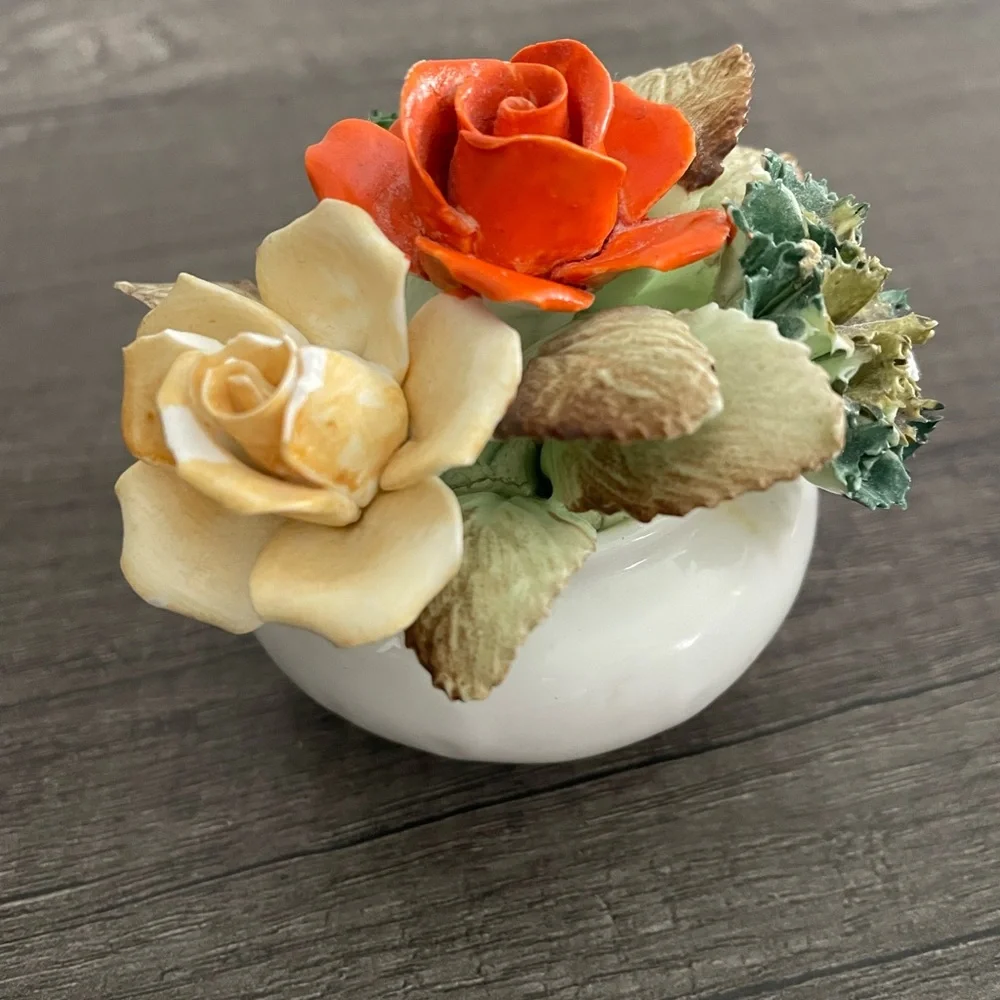 Vibrant Faux Floral Ceramic Accent